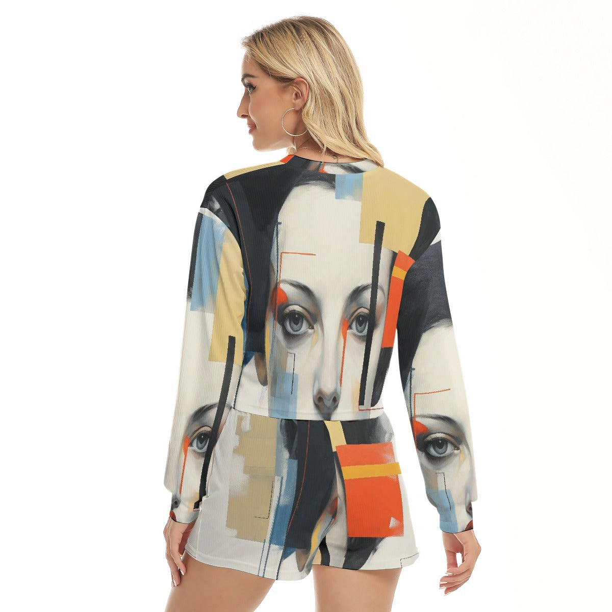 All-Over Print Women's Short Sweatshirt And Pants Suit