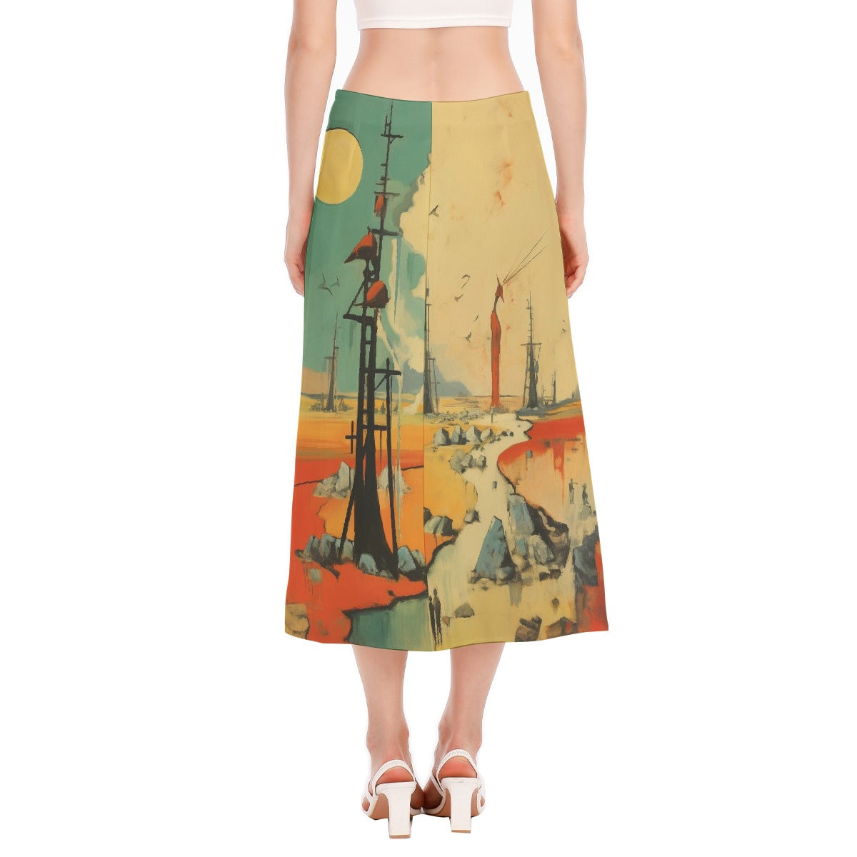 All-Over Print Women's High Slit Long Skirt