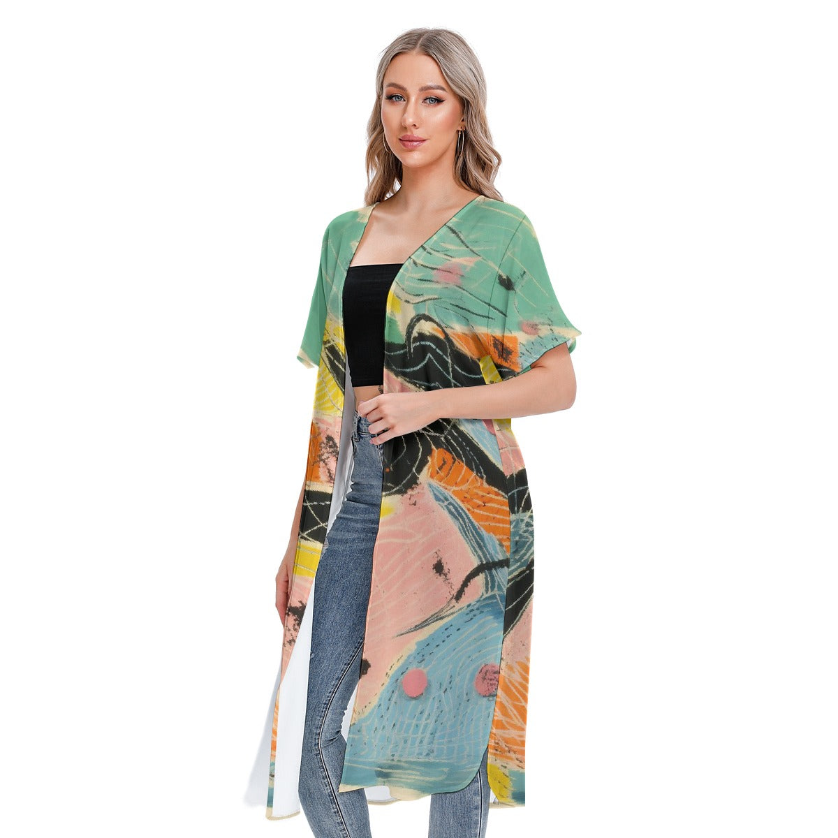 All-Over Print Women's Short Sleeve Cardigan