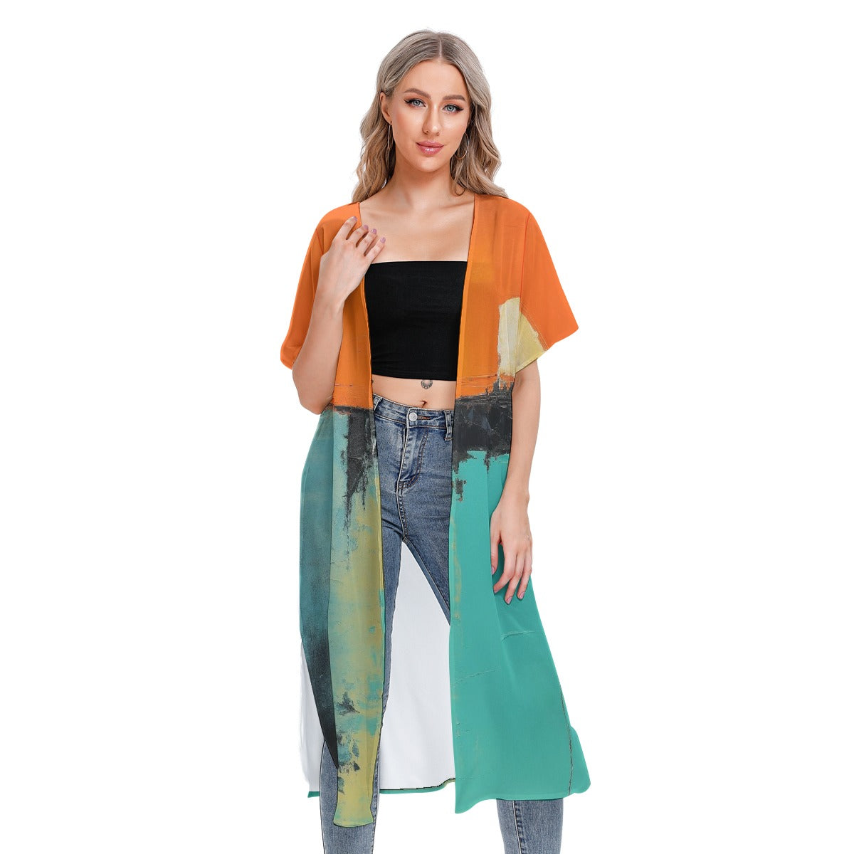 All-Over Print Women's Short Sleeve Cardigan