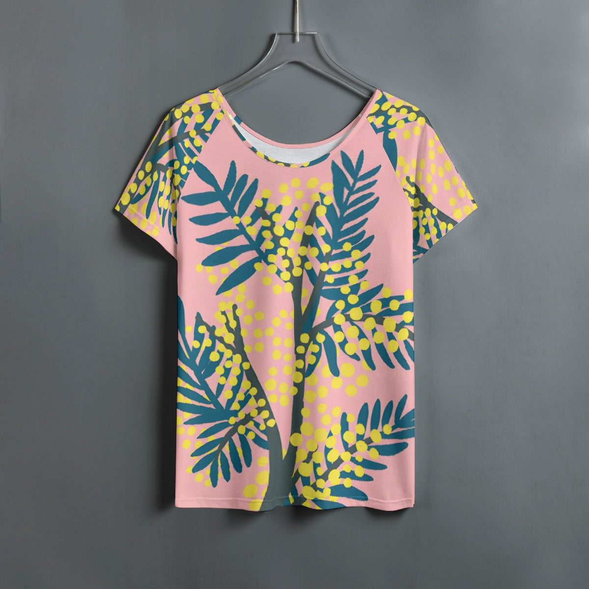 All-Over Print Women's Round Neck T-shirt With Raglan Sleeve