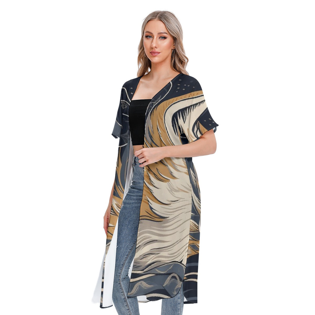 All-Over Print Women's Short Sleeve Cardigan