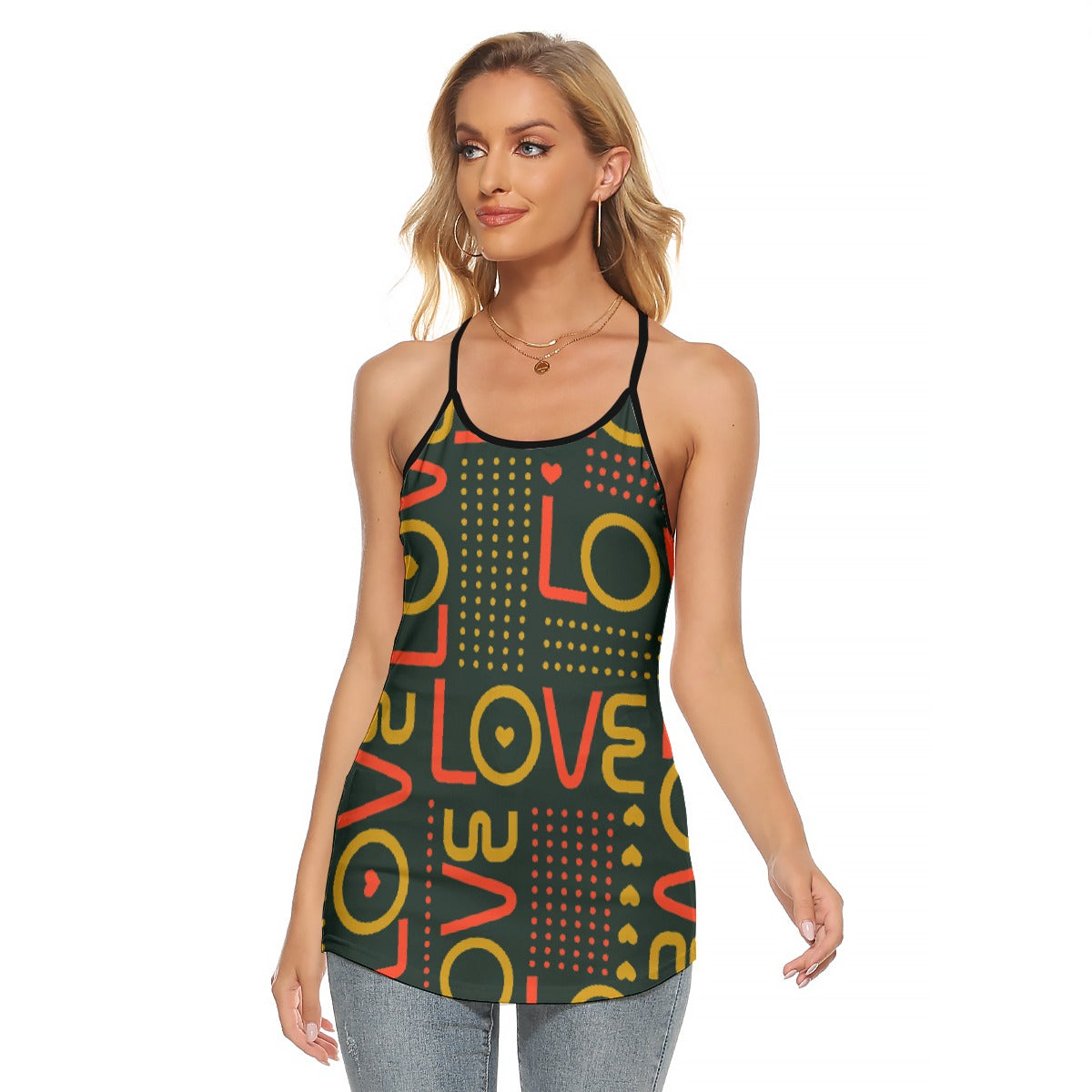 All-Over Print Women's Criss-Cross Open Back Tank Top