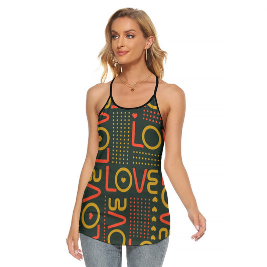 All-Over Print Women's Criss-Cross Open Back Tank Top