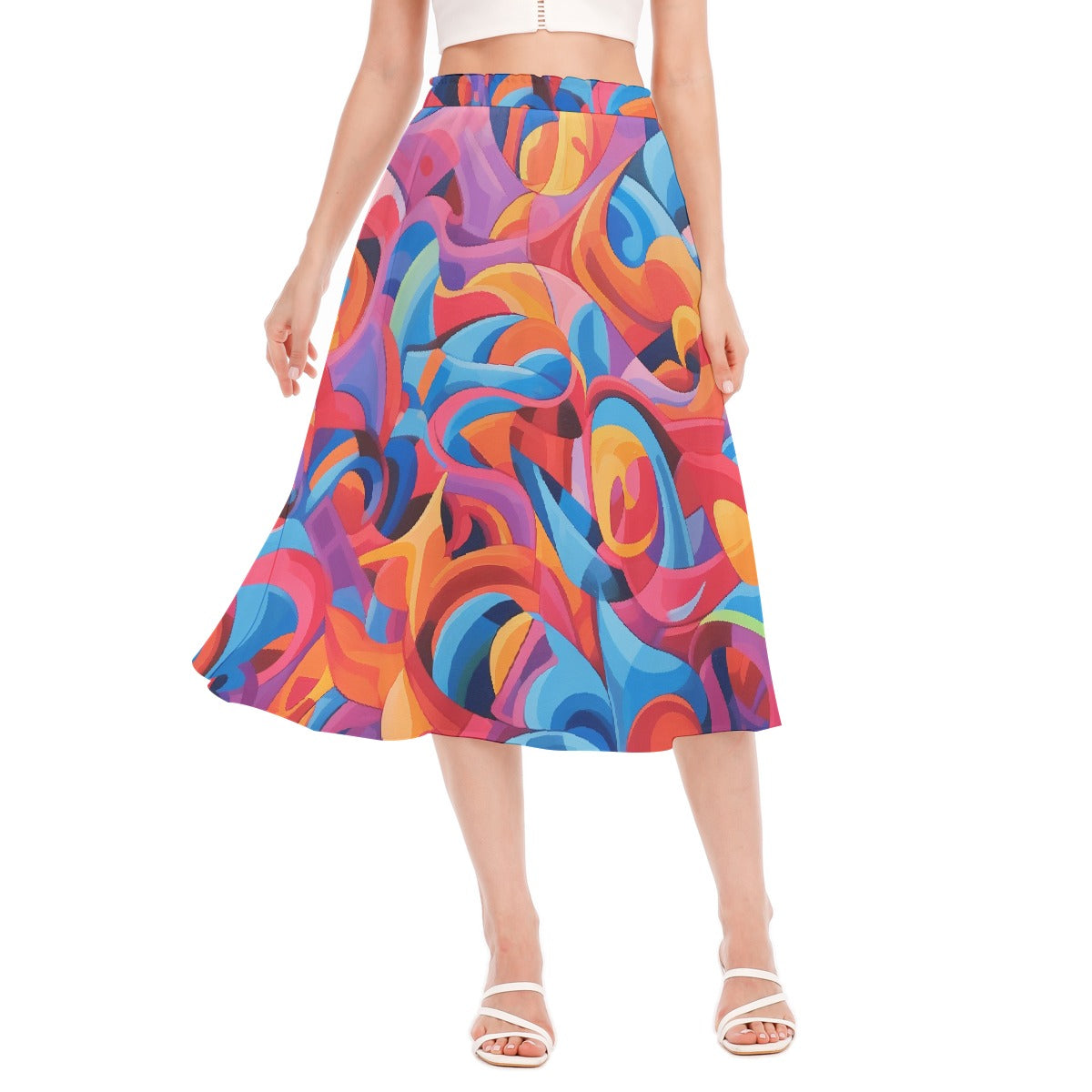 All-Over Print Women's Long Section Chiffon Skirt