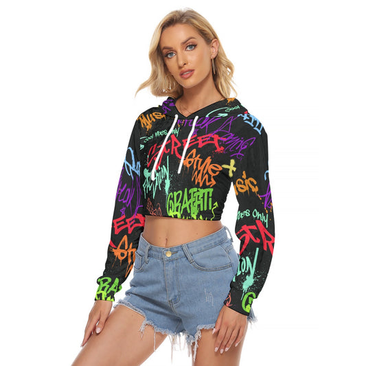 All-Over Print Women's Crop Top Hoodie|Velvet