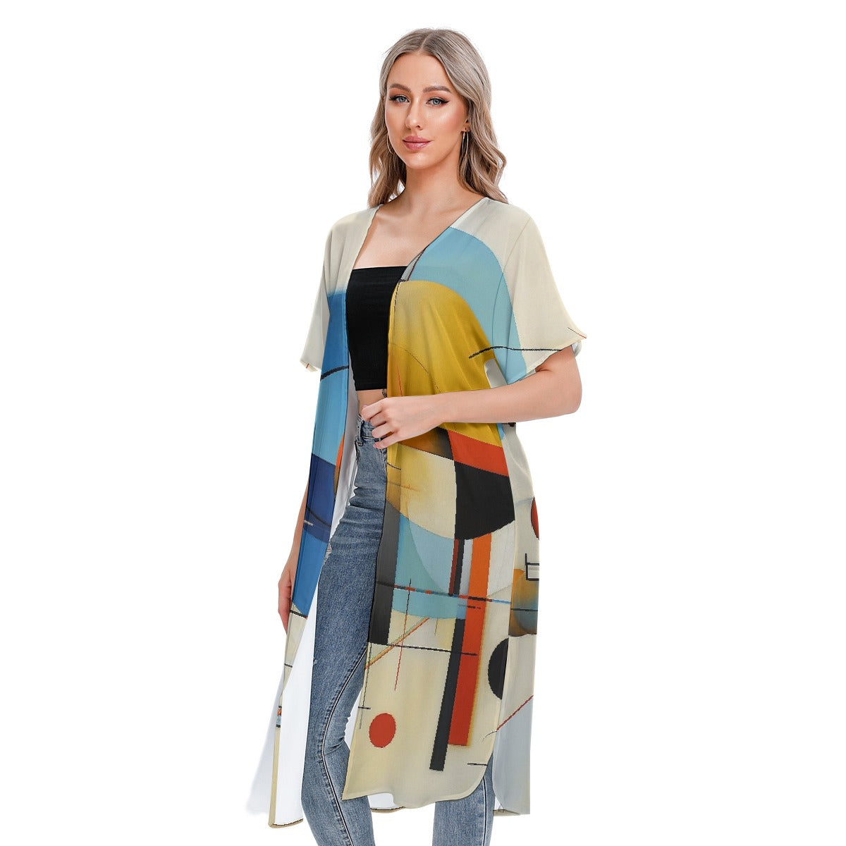 All-Over Print Women's Short Sleeve Cardigan