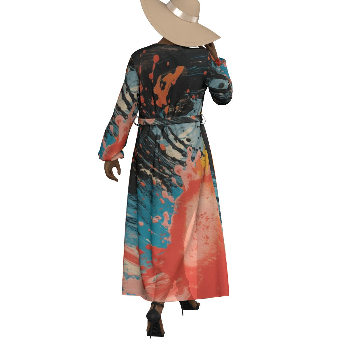 All-Over Print Women's Lace-up Chiffon Robe