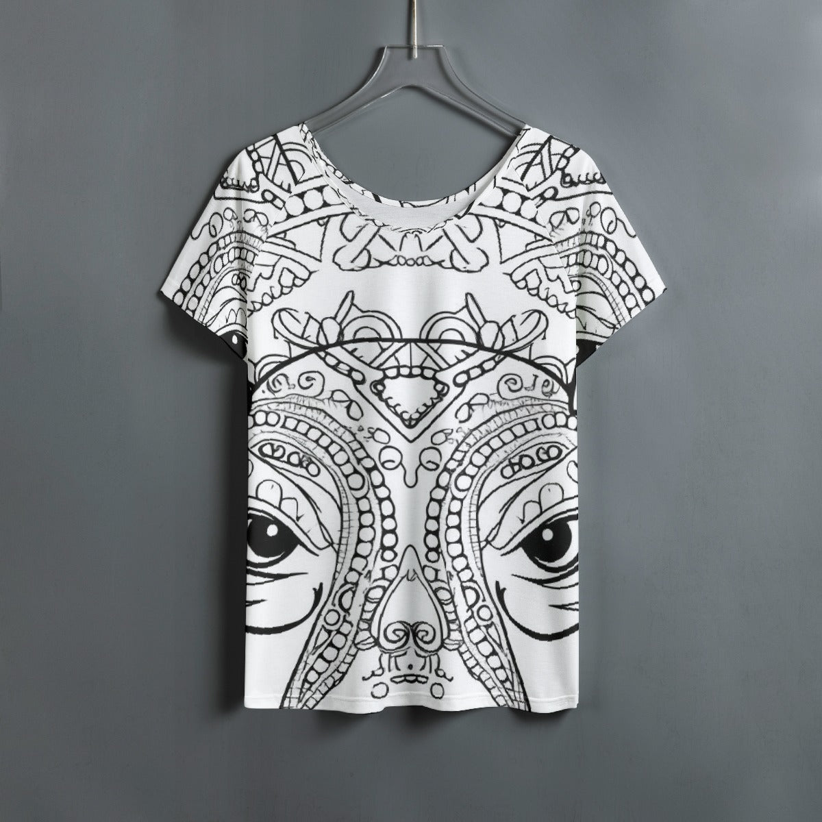 All-Over Print Women's Round Neck T-shirt With Raglan Sleeve