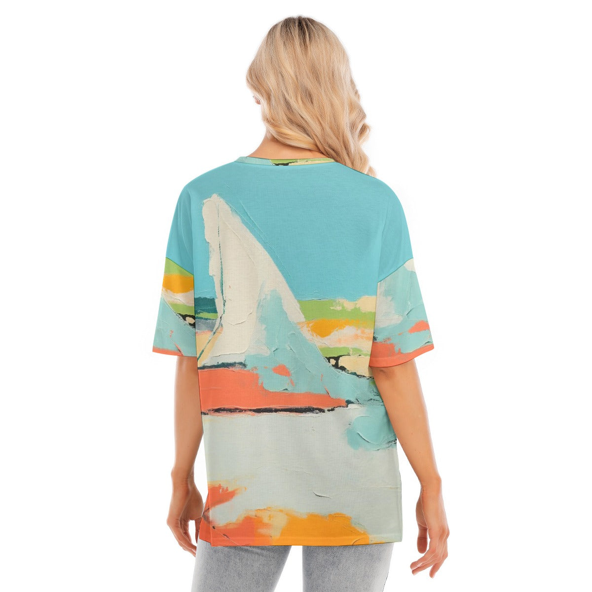 All-Over Print Women's Short Sleeves T-shirt With Hem Split