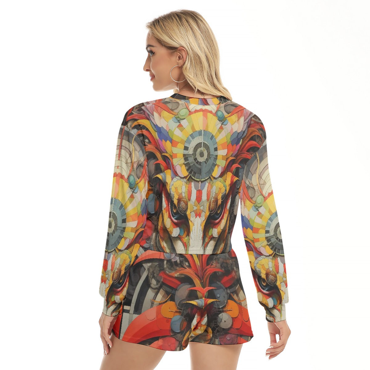 All-Over Print Women's Short Sweatshirt And Pants Suit