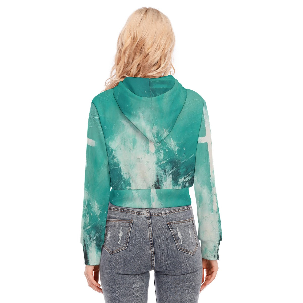 All-Over Print Women's Crop Top Hoodie With Zipper Closure