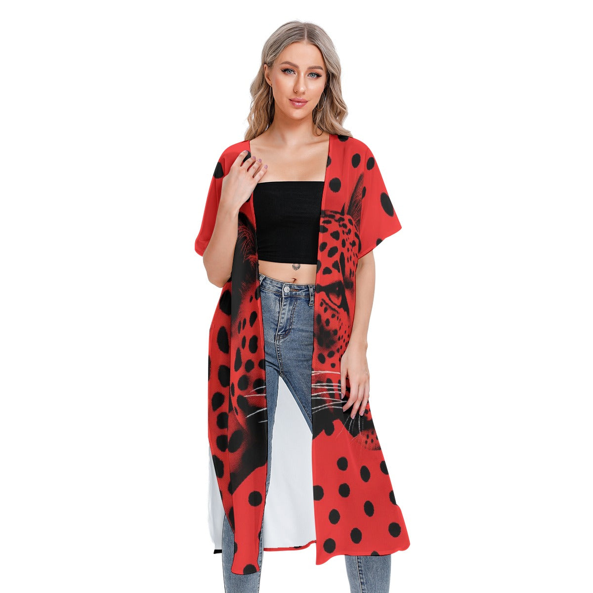 All-Over Print Women's Short Sleeve Cardigan