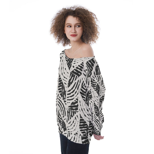 All-Over Print Oversized Women's Off-Shoulder Sweatshirt