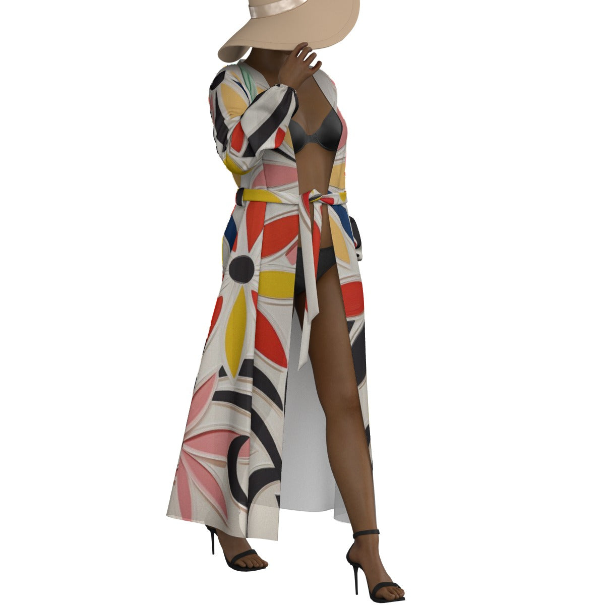 All-Over Print Women's Lace-up Chiffon Robe