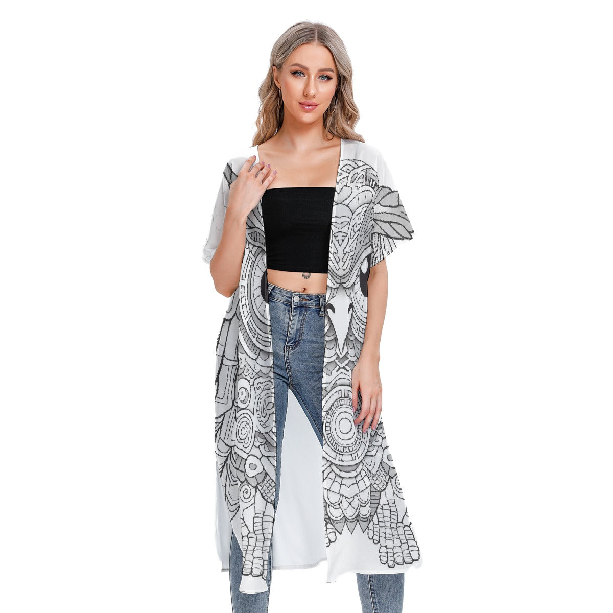 All-Over Print Women's Short Sleeve Cardigan