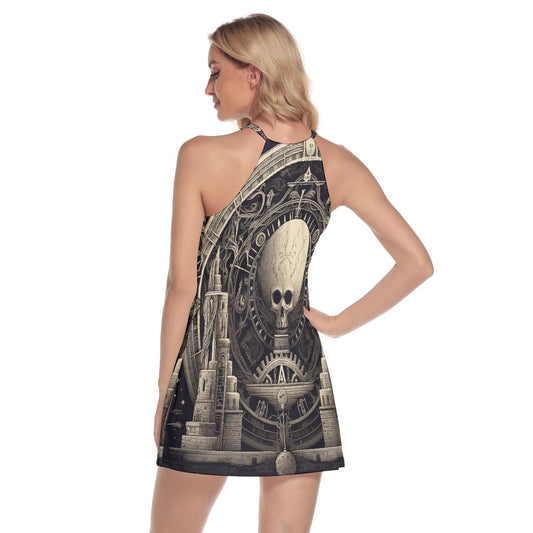 All-Over Print Women's Round Neck Above Knee Dress