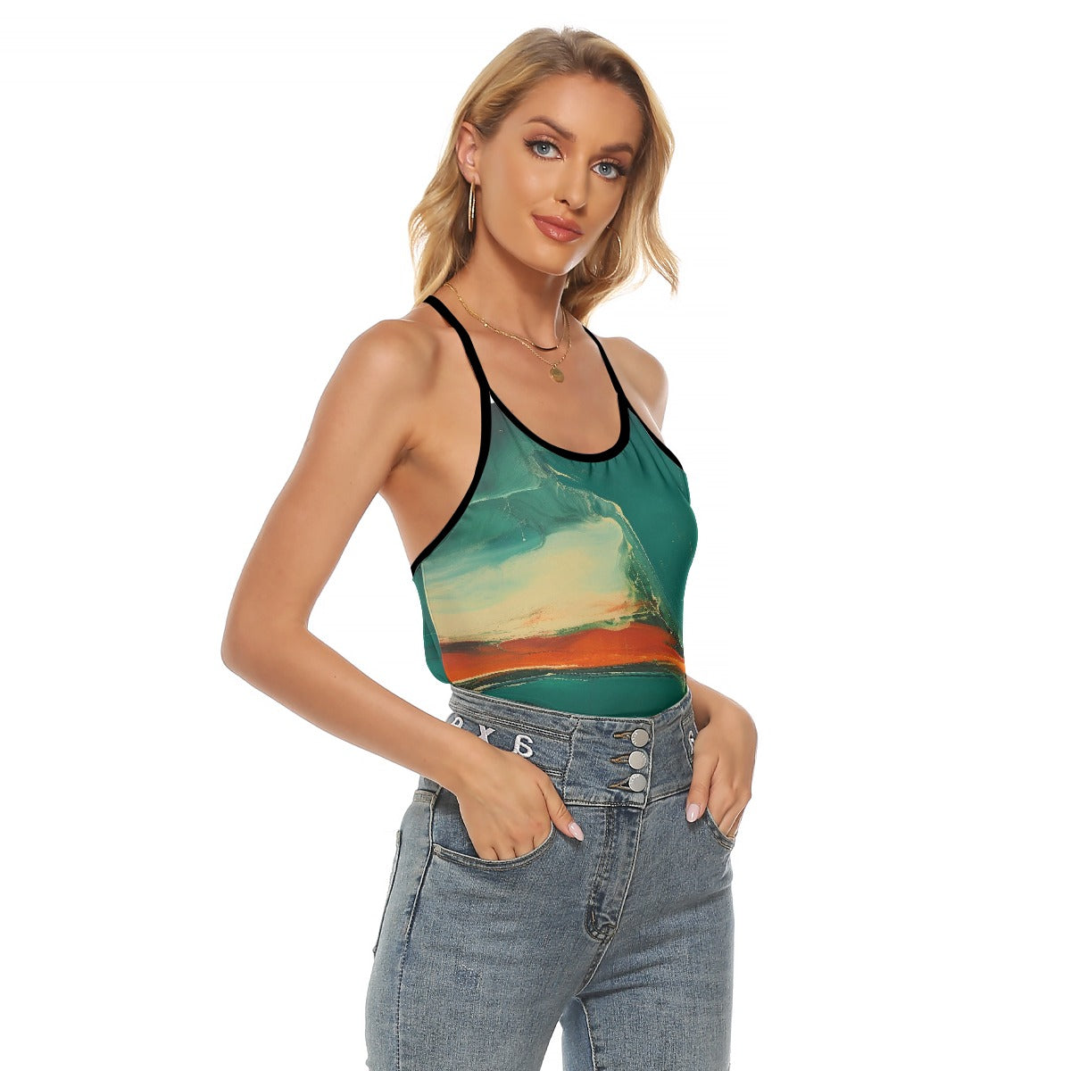 All-Over Print Women's Criss-Cross Open Back Tank Top