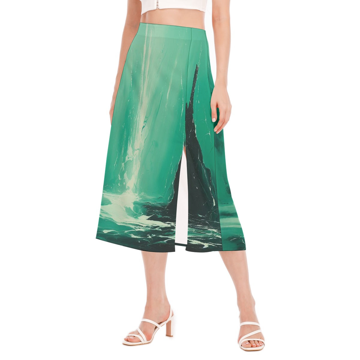 All-Over Print Women's High Slit Long Skirt