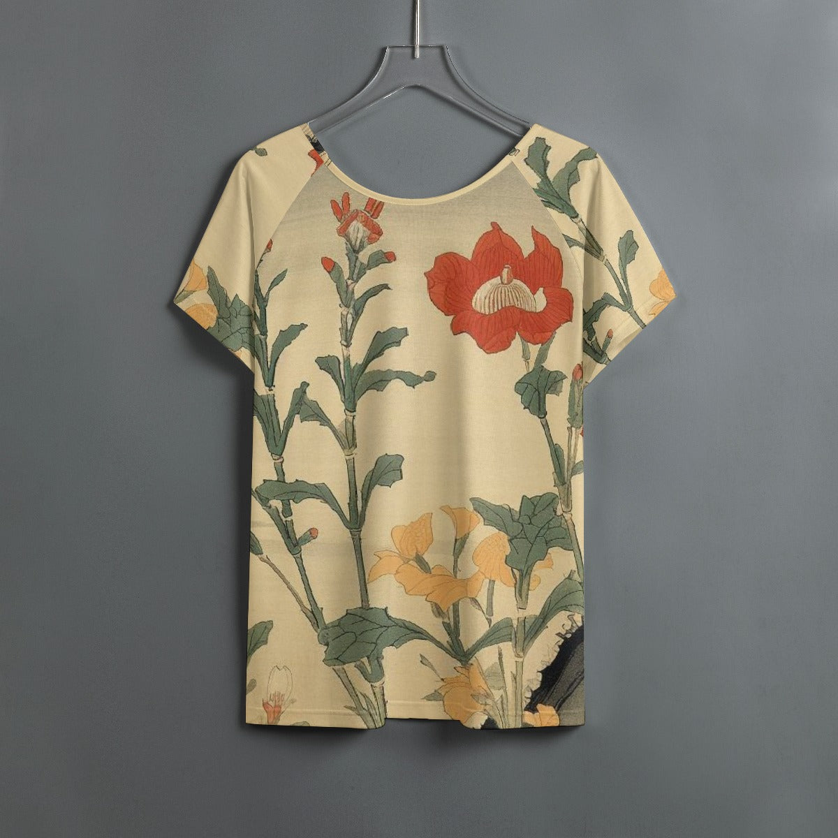 All-Over Print Women's Round Neck T-shirt With Raglan Sleeve