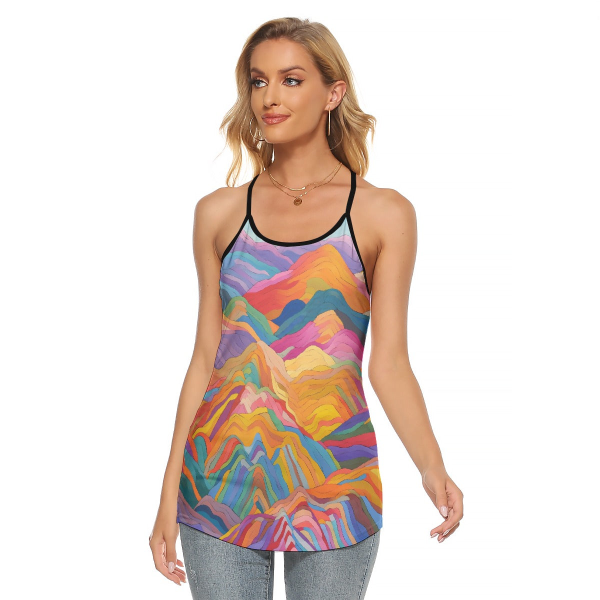 All-Over Print Women's Criss-Cross Open Back Tank Top