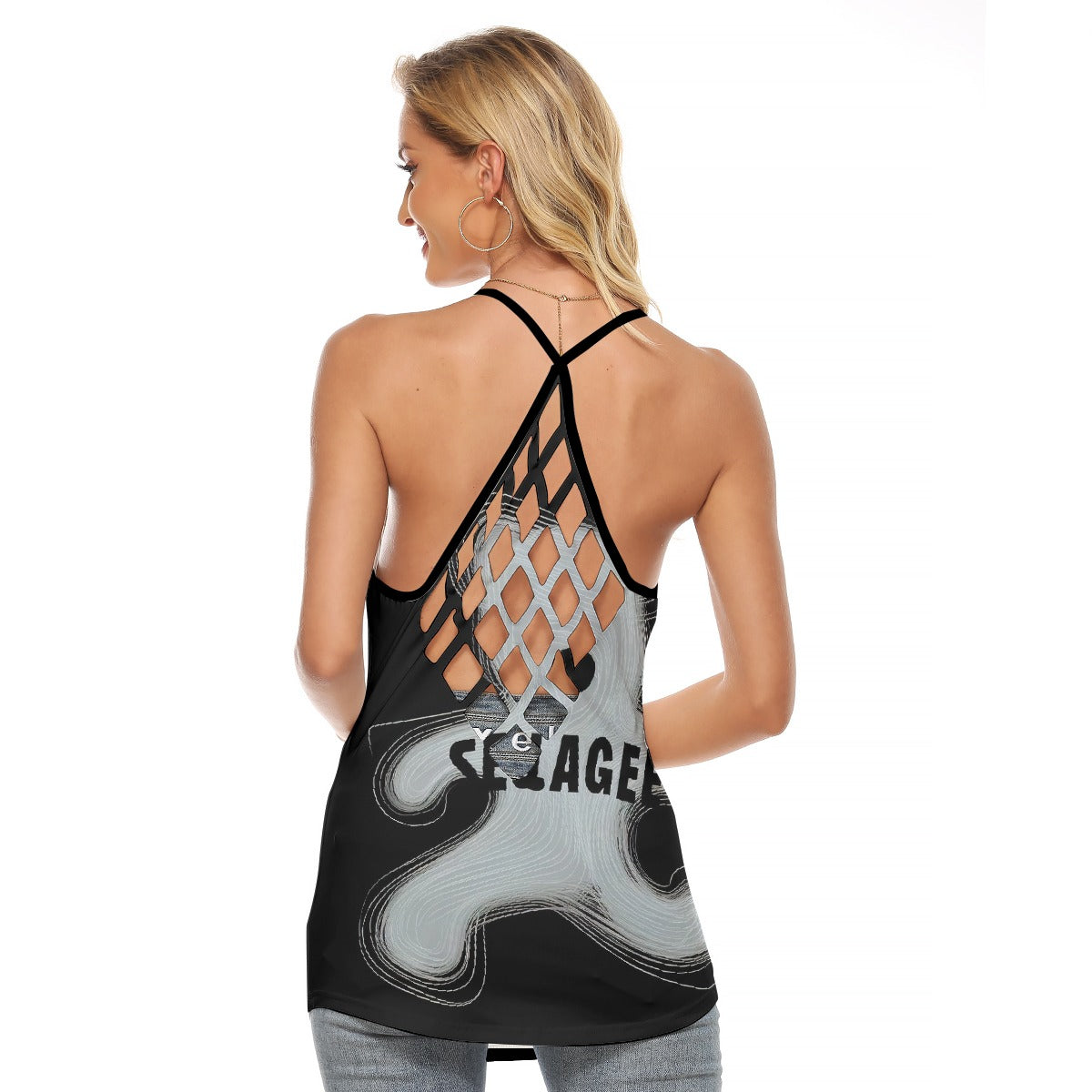 All-Over Print Women's Criss-Cross Open Back Tank Top