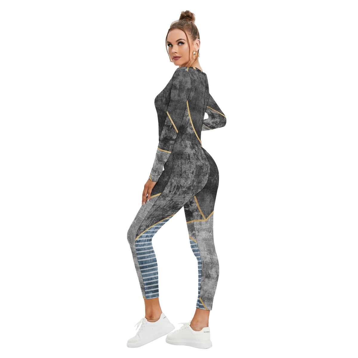 All-Over Print Women's Plunging Neck Jumpsuit