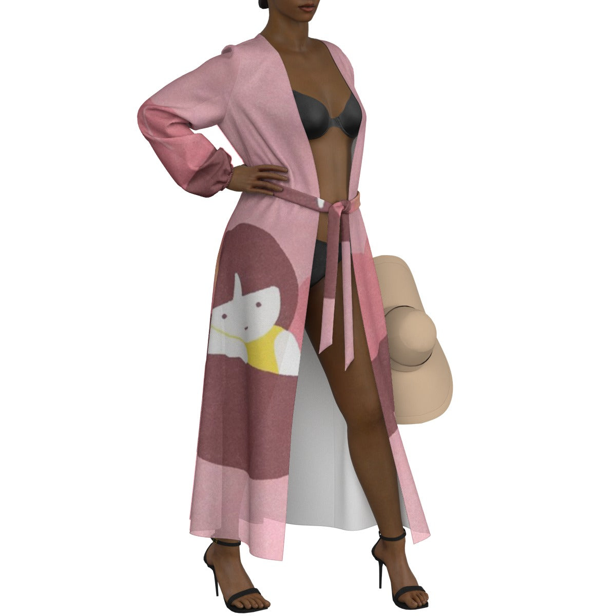 All-Over Print Women's Lace-up Chiffon Robe