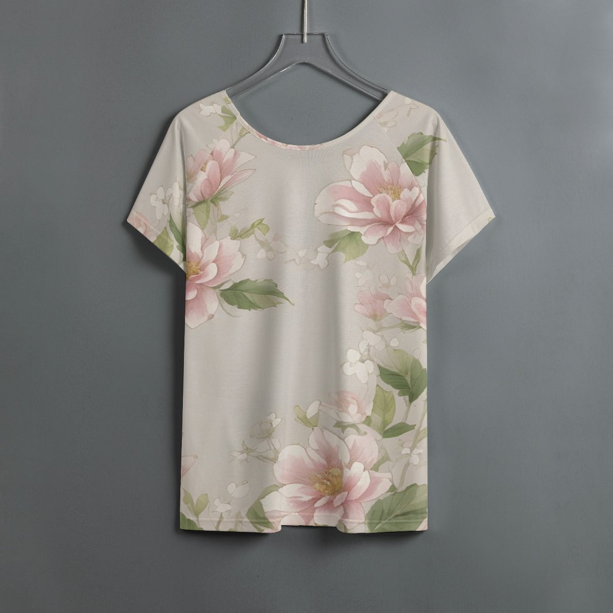 All-Over Print Women's Round Neck T-shirt With Raglan Sleeve