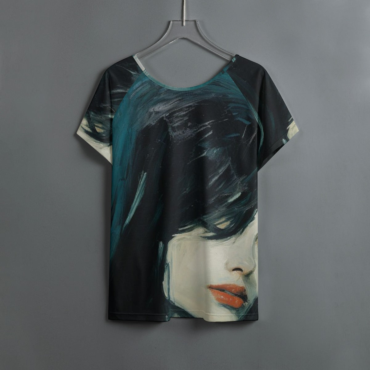 All-Over Print Women's Round Neck T-shirt With Raglan Sleeve