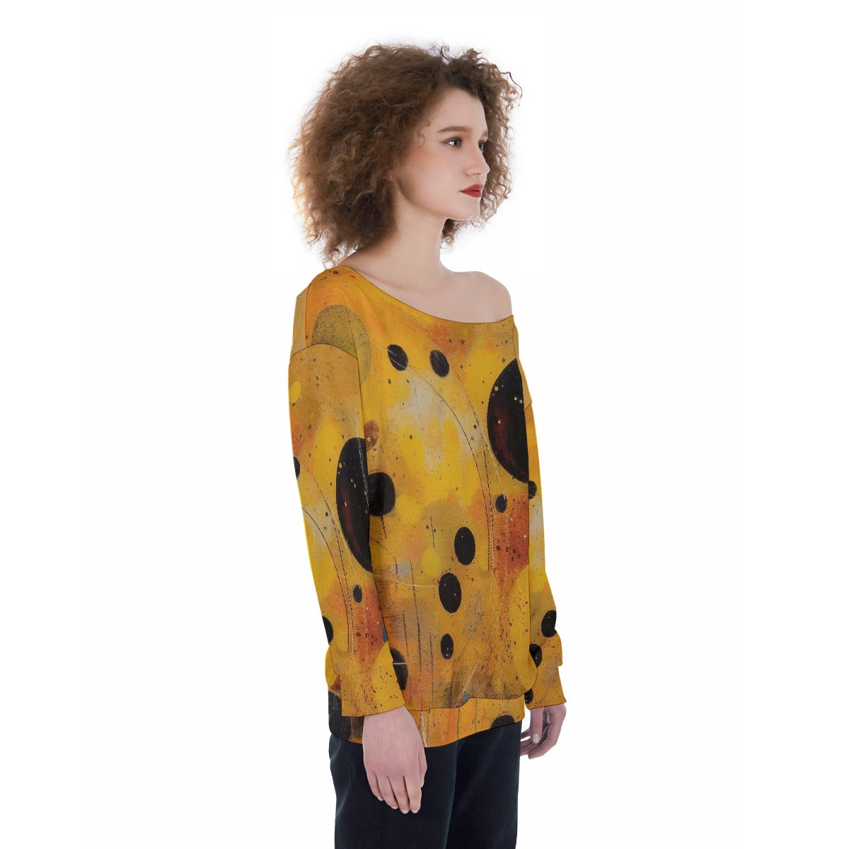 All-Over Print Oversized Women's Off-Shoulder Sweatshirt