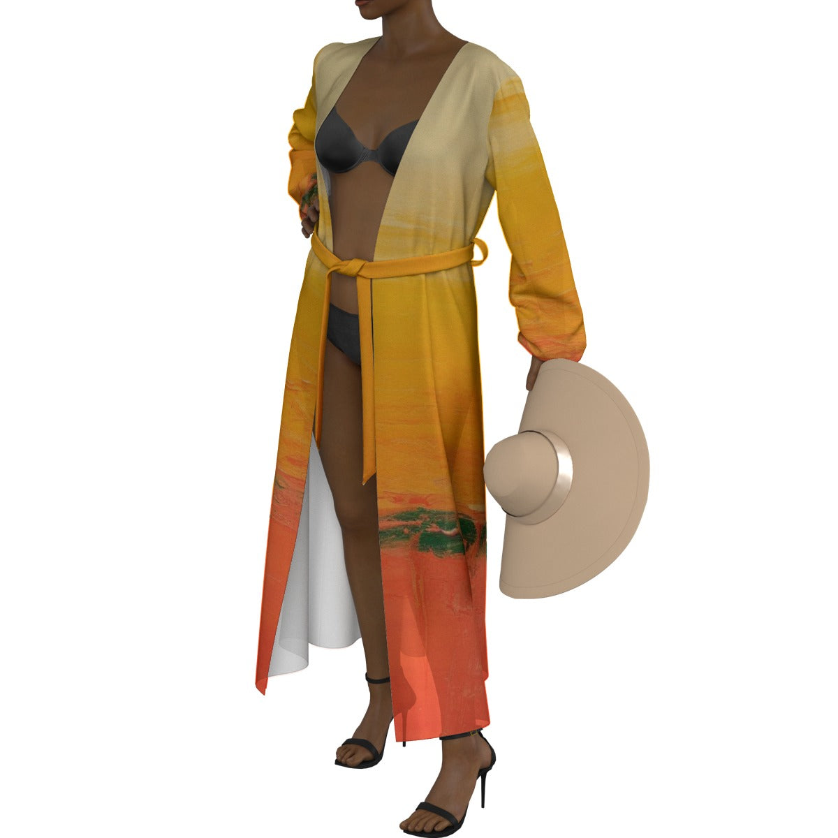 All-Over Print Women's Lace-up Chiffon Robe