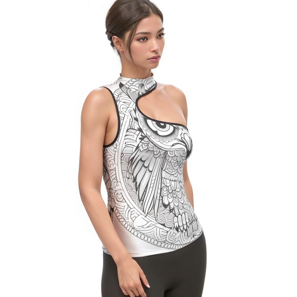 All-Over Print Women's Halter Sleeveless Asymmetrical Tank Top