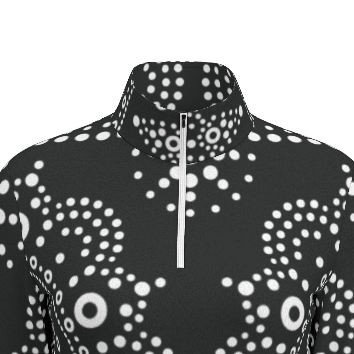All-Over Print Women's Sports Collar Jersey With Long Sleeve