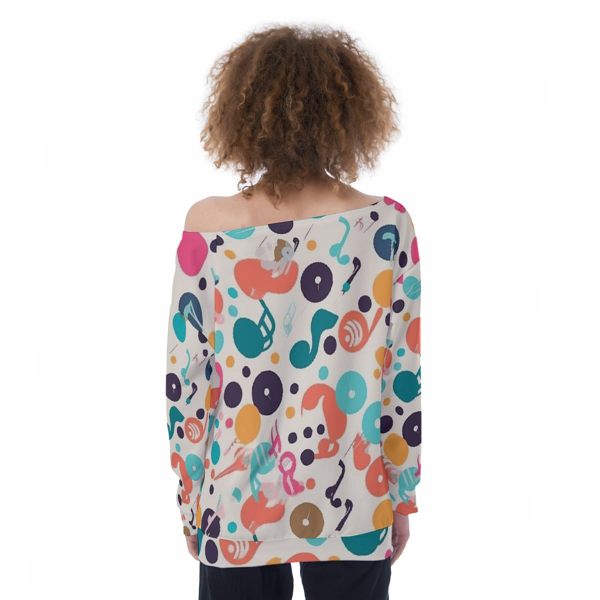 All-Over Print Oversized Women's Off-Shoulder Sweatshirt