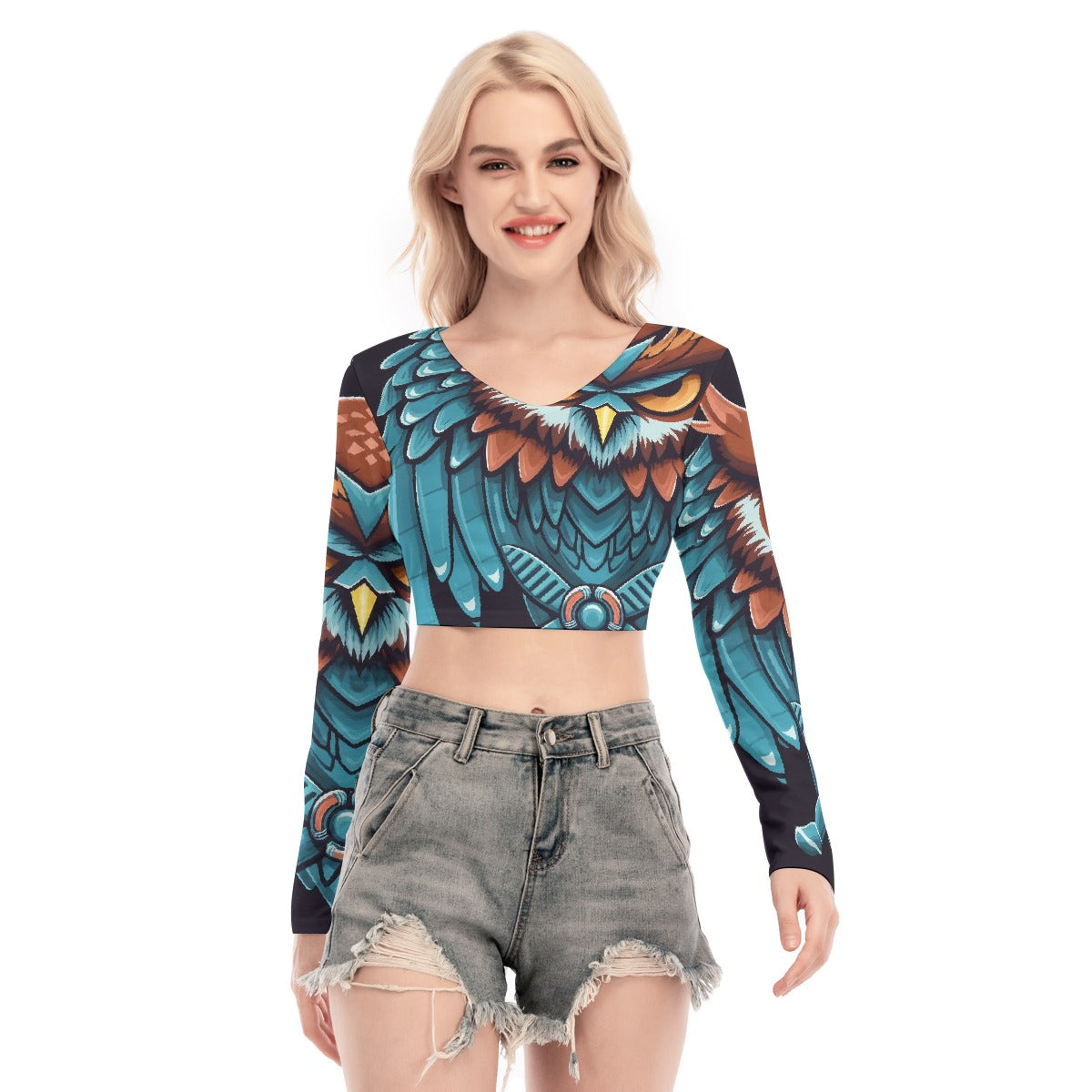 All-Over Print Women's Back Hollow T-shirt With Strap