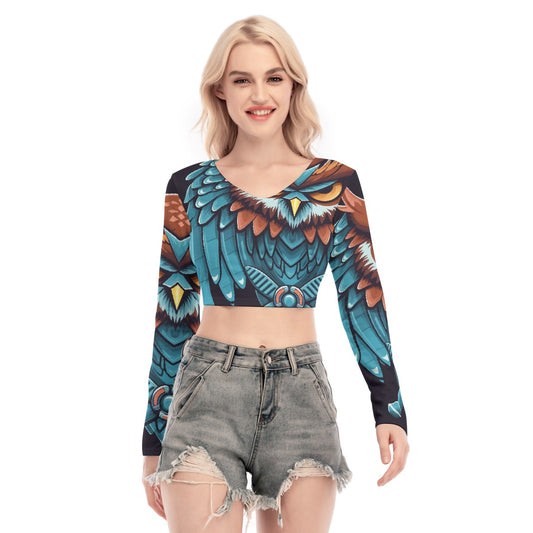 All-Over Print Women's Back Hollow T-shirt With Strap