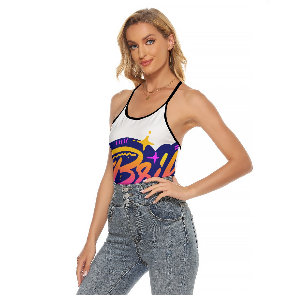 All-Over Print Women's Criss-Cross Open Back Tank Top
