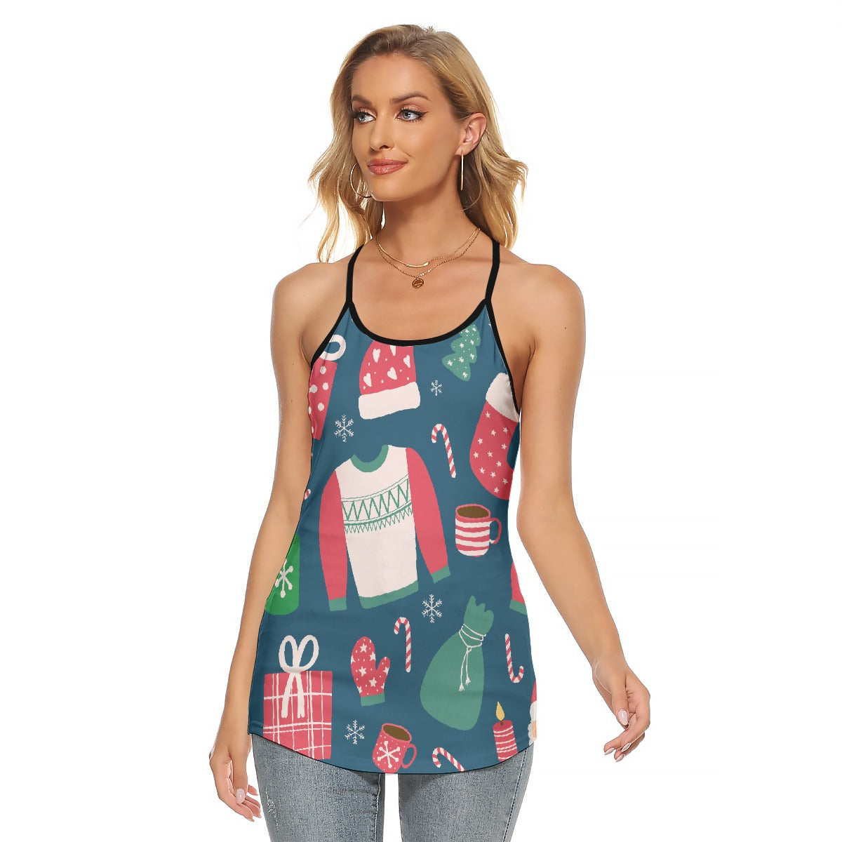 All-Over Print Women's Criss-Cross Open Back Tank Top
