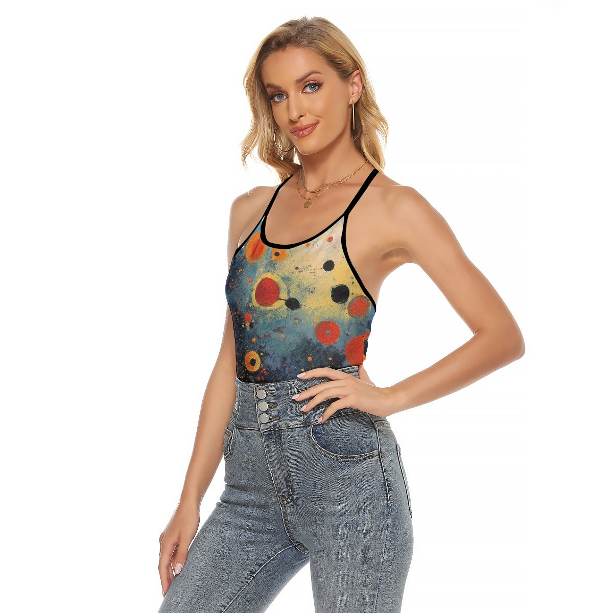 All-Over Print Women's Criss-Cross Open Back Tank Top