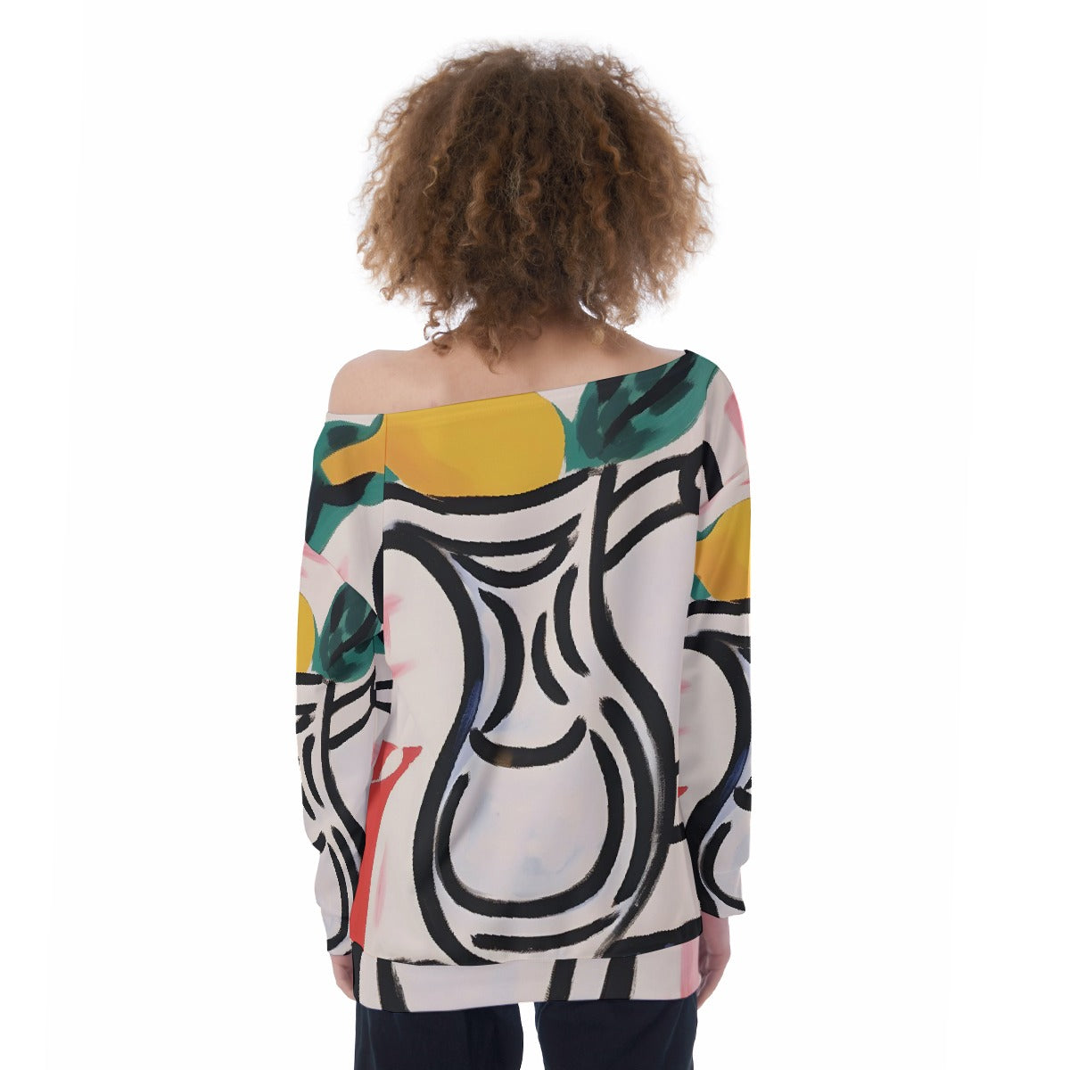 All-Over Print Oversized Women's Off-Shoulder Sweatshirt