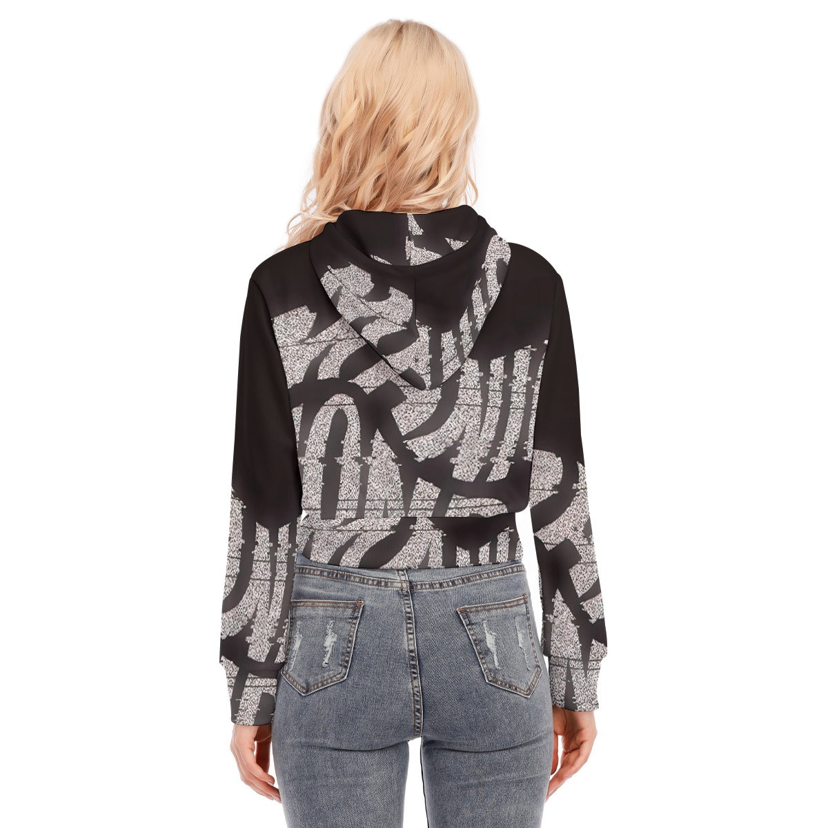 All-Over Print Women's Crop Top Hoodie With Zipper Closure