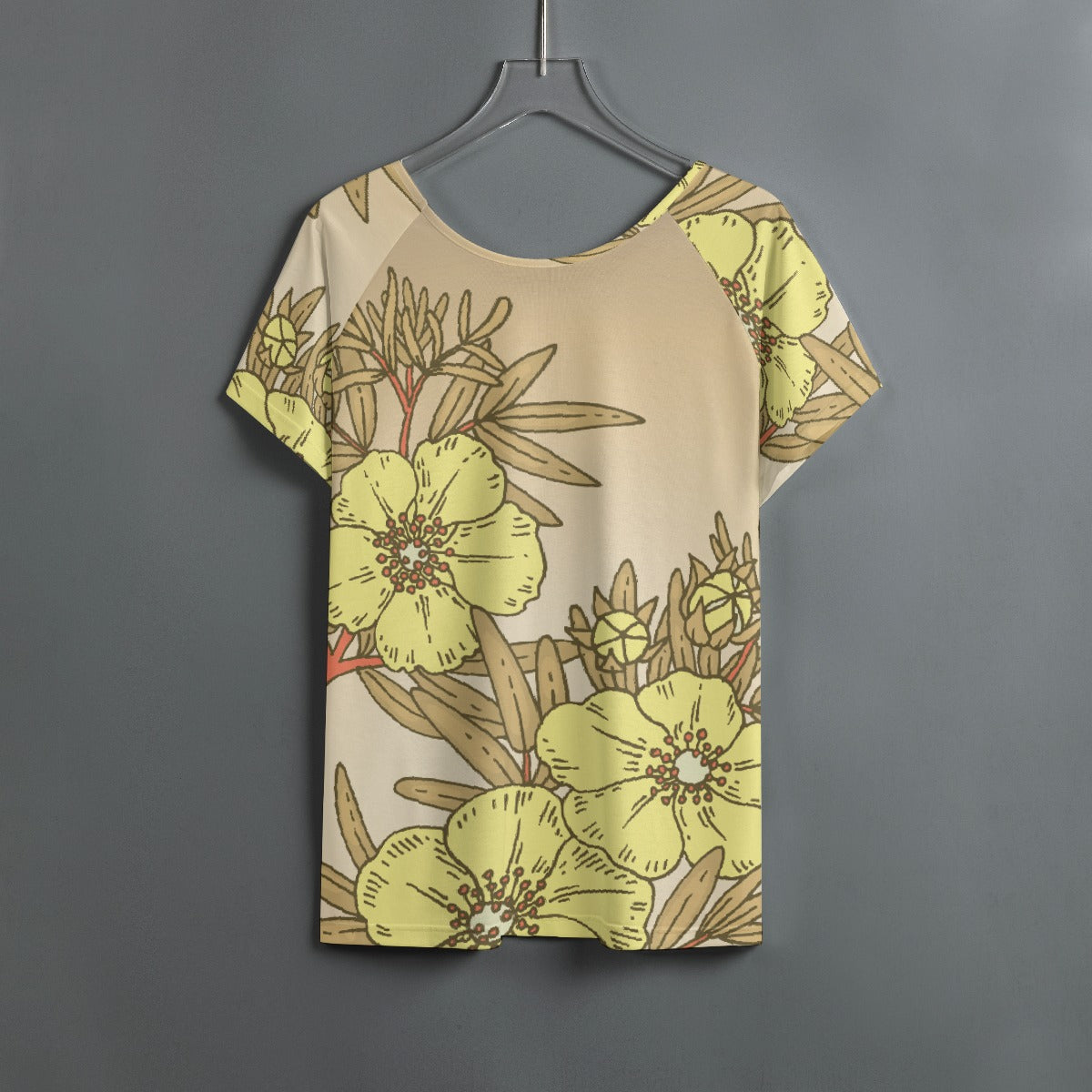 All-Over Print Women's Round Neck T-shirt With Raglan Sleeve