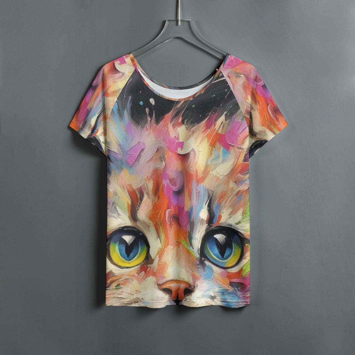 All-Over Print Women's Round Neck T-shirt With Raglan Sleeve