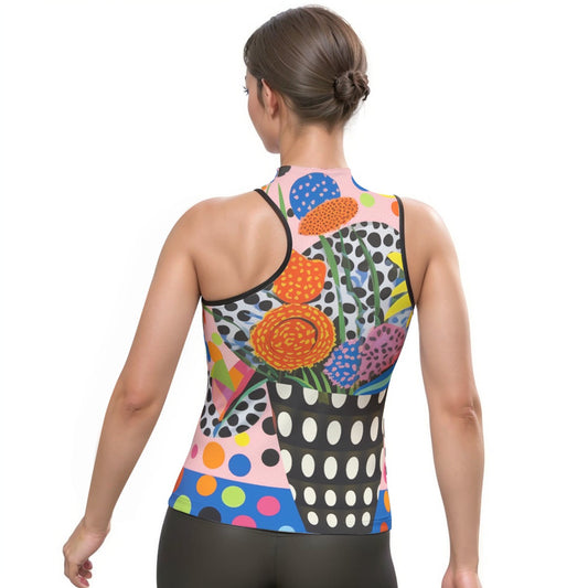 All-Over Print Women's Halter Sleeveless Asymmetrical Tank Top