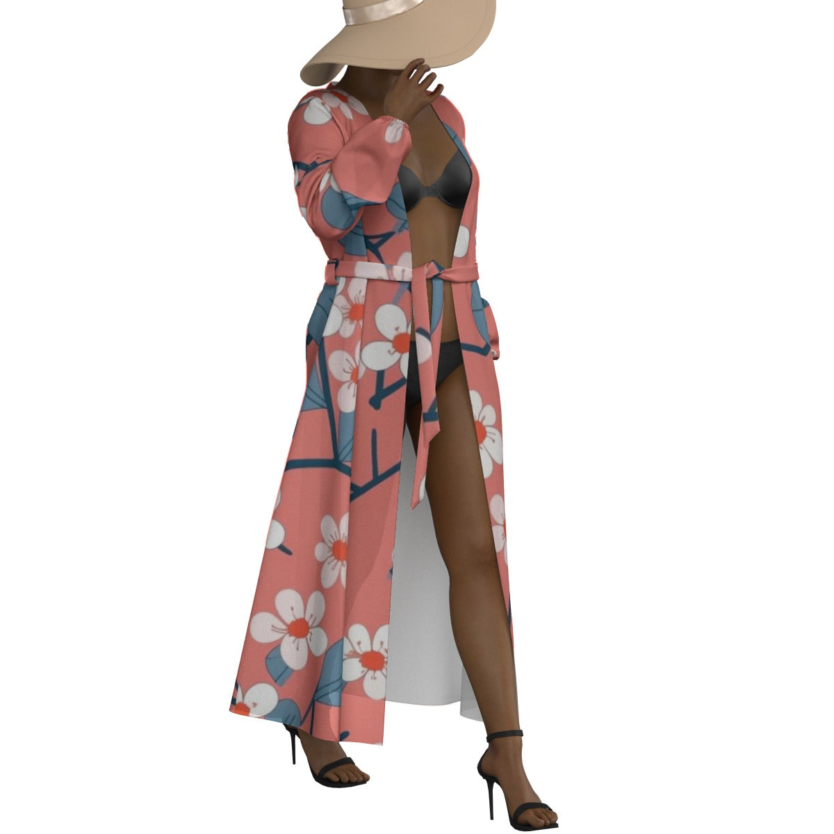 All-Over Print Women's Lace-up Chiffon Robe