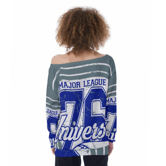 All-Over Print Oversized Women's Off-Shoulder Sweatshirt
