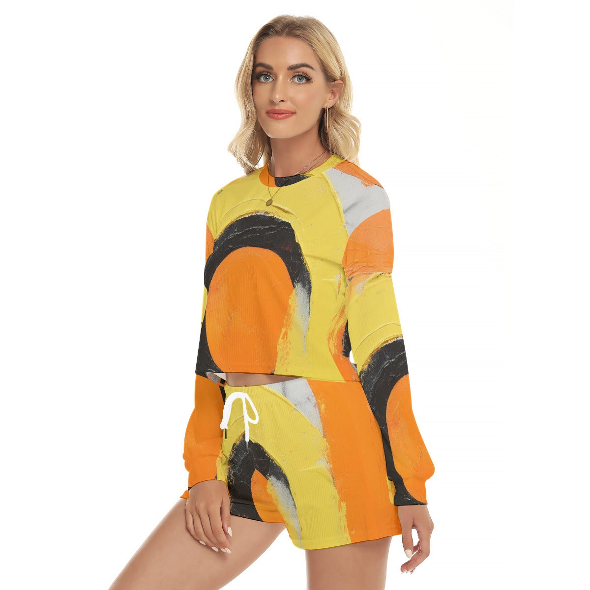 All-Over Print Women's Short Sweatshirt And Pants Suit