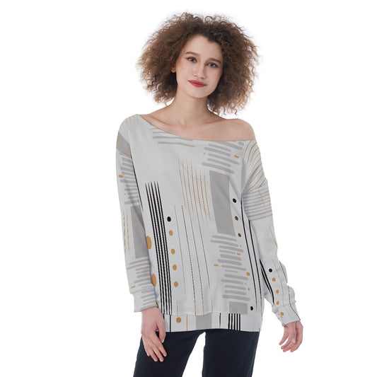 All-Over Print Oversized Women's Off-Shoulder Sweatshirt
