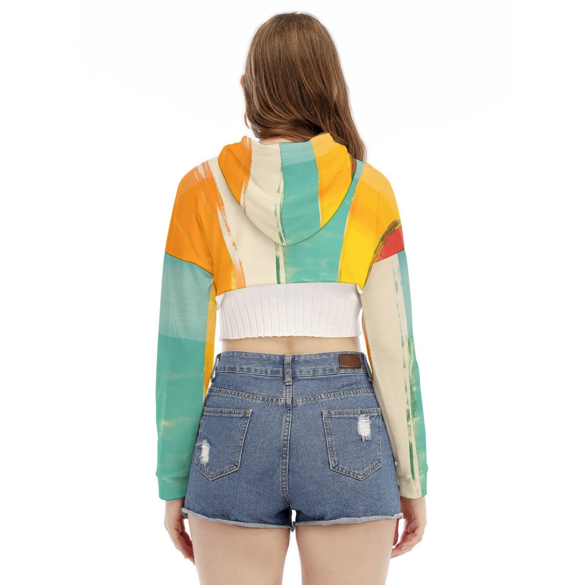 All-Over Print Women's Smock Short Hoodie With Long Sleeve
